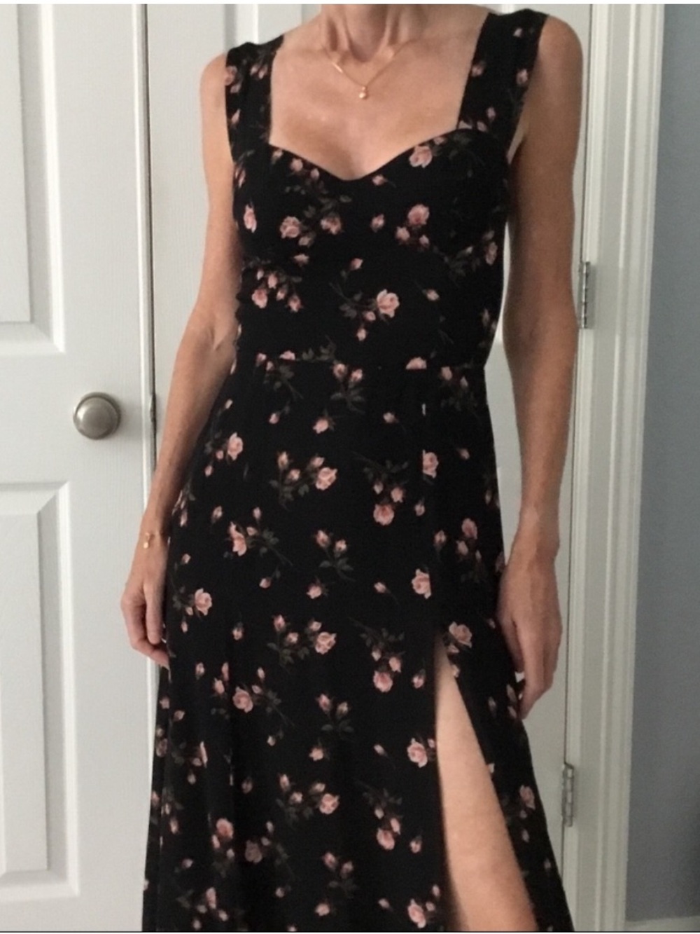 Reformation Fulton dress black floral size 2